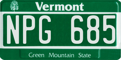 VT license plate NPG685