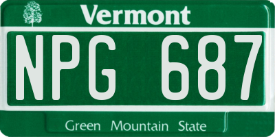 VT license plate NPG687