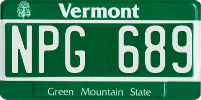 VT license plate NPG689