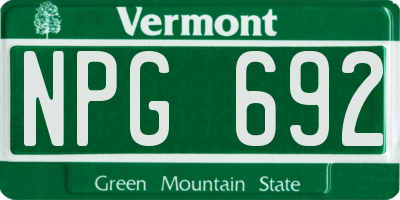 VT license plate NPG692