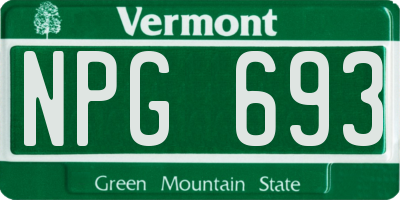 VT license plate NPG693