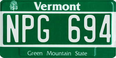 VT license plate NPG694
