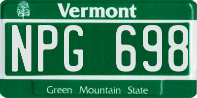 VT license plate NPG698