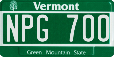 VT license plate NPG700