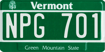 VT license plate NPG701