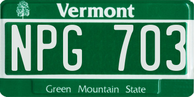 VT license plate NPG703