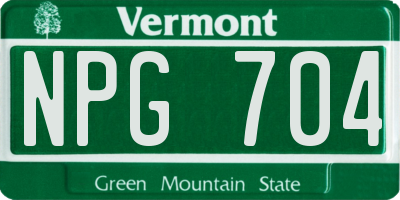 VT license plate NPG704