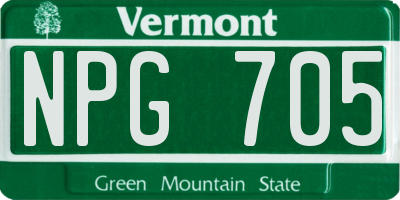 VT license plate NPG705