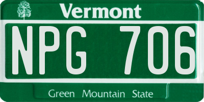 VT license plate NPG706