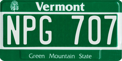 VT license plate NPG707
