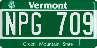 VT license plate NPG709