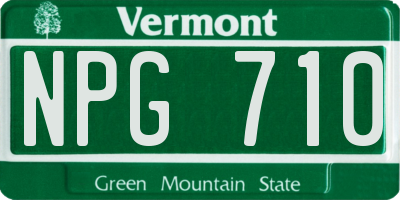 VT license plate NPG710