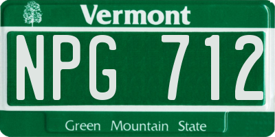 VT license plate NPG712