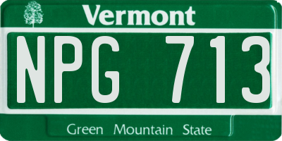 VT license plate NPG713
