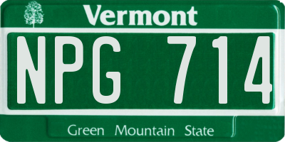 VT license plate NPG714