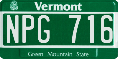 VT license plate NPG716