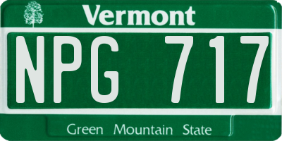 VT license plate NPG717