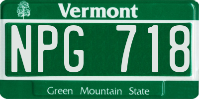 VT license plate NPG718