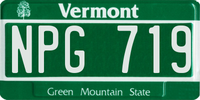 VT license plate NPG719