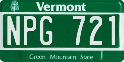 VT license plate NPG721