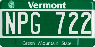 VT license plate NPG722