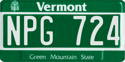 VT license plate NPG724