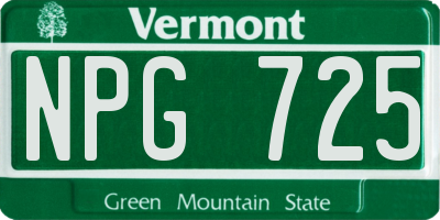 VT license plate NPG725