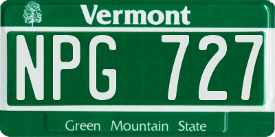 VT license plate NPG727