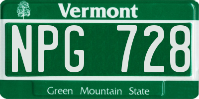 VT license plate NPG728