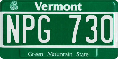 VT license plate NPG730
