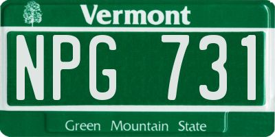 VT license plate NPG731