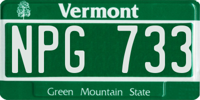 VT license plate NPG733