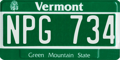 VT license plate NPG734