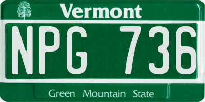 VT license plate NPG736