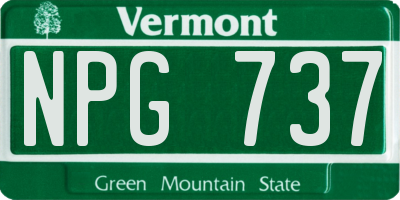 VT license plate NPG737