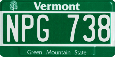 VT license plate NPG738