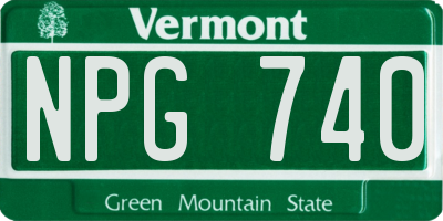 VT license plate NPG740