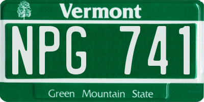 VT license plate NPG741