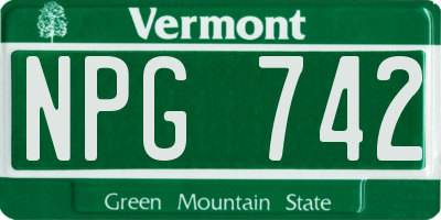 VT license plate NPG742