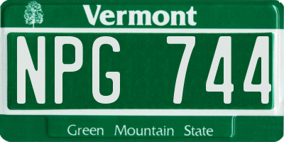 VT license plate NPG744