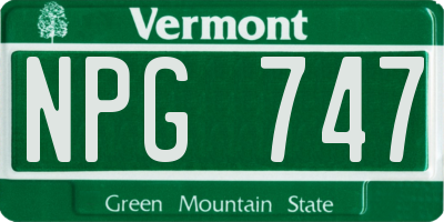 VT license plate NPG747