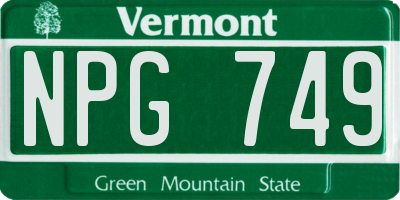 VT license plate NPG749
