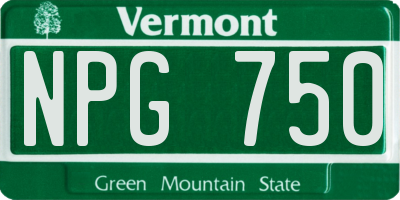 VT license plate NPG750