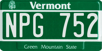 VT license plate NPG752