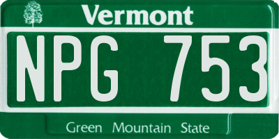 VT license plate NPG753
