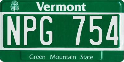 VT license plate NPG754