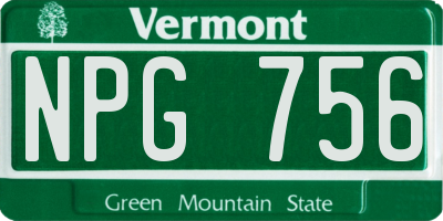 VT license plate NPG756