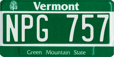 VT license plate NPG757