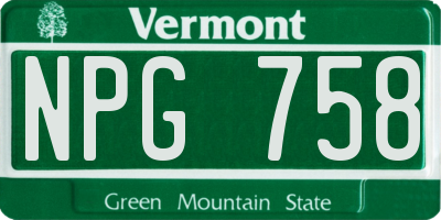 VT license plate NPG758