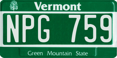 VT license plate NPG759